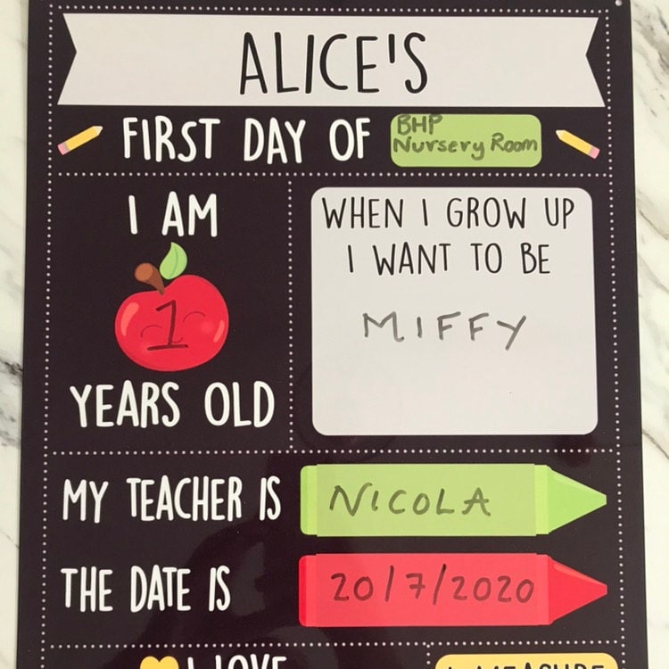 First Day of School Sign, Starting School Gift, Personalised Photo Prop Keepsake, School Chalkboard, Nursery Preschool Age Milestones