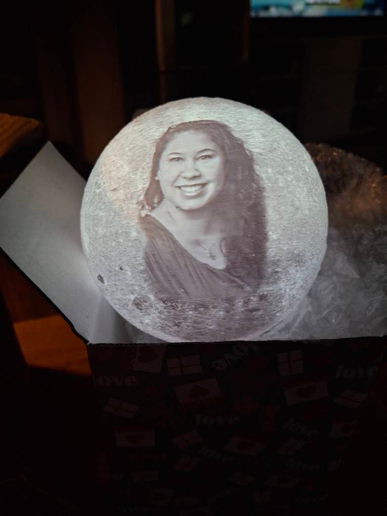 Personalized 3d Photo printed Lunar night Moon Lamp, Custom Photo Lunar Moon Lamp Night Light, Bedside lamp, Couples Gifts,Christmas Gift