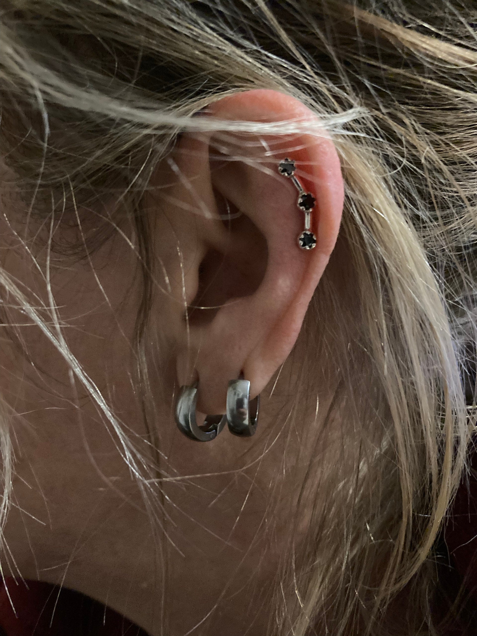 Celestial Stars Helix Earring Sterling Silver Gold Helix Piercing Dainty Modern Cartilage Earring Helix Jewelry Stud Constellation - CRT007