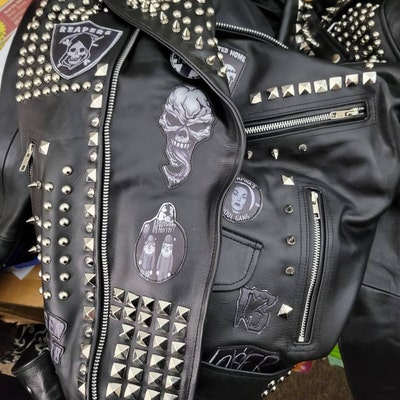 Made to Order Hell Raiser Leather Full Metal Studded Spiked Black Biker ...