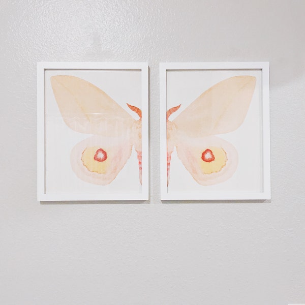 Butterfly Wall Art Set of 2 Downloadable Prints, Blush Pink Wall Art ...