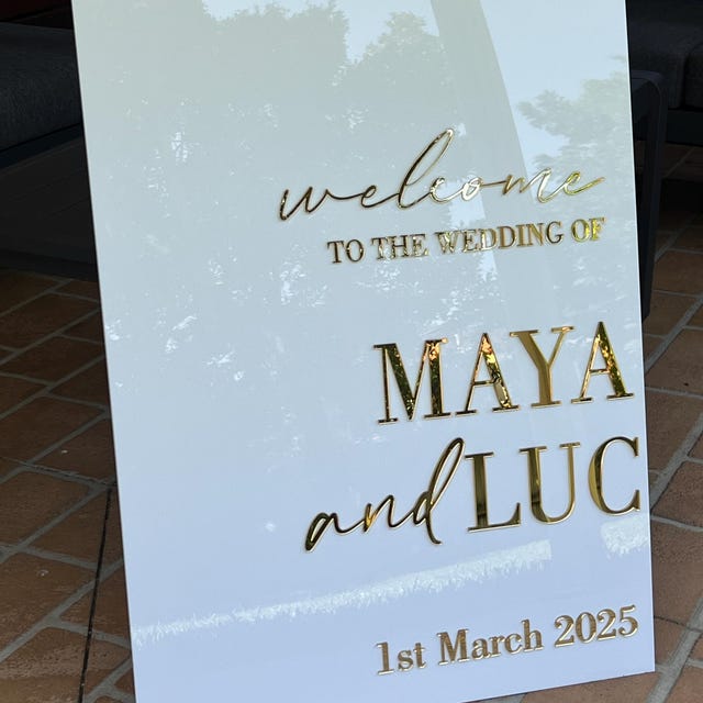 【受注製作品】Wedding Welcome Board Personalized Acrylic Wedding Welcome Sign: Minimalist Event