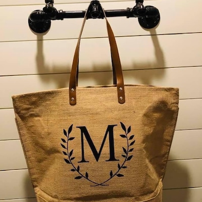 Monogrammed Tote Bag Floral Letter Personalized Mothers Day - Etsy