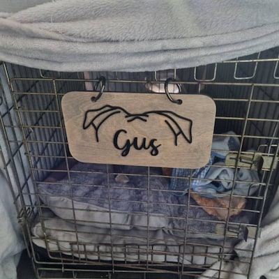 Photo inspiration: Dog Ears Outline Crate Name Tag Wooden Dog Sign Personalized Photo Inspiration
