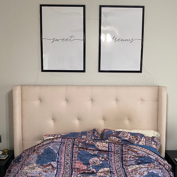Sweet Dreams Sign, Womens Bedroom Art, Set of 2 Prints, Above Bed Art
