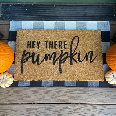 Hey There Pumpkin Doormat, Fall Welcome Mat, Fall Decor, Funny Doormat ...