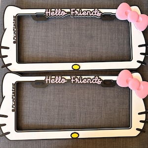 Hello Kitty License Plate Frame: Kawaii Car Decor With 3D Bow - Etsy