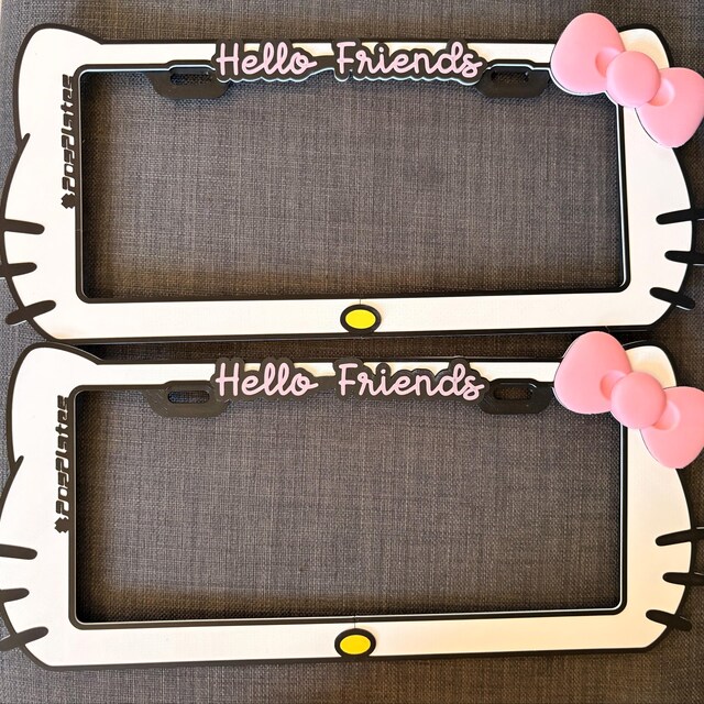 Hello Kitty License Plate Frame: Kawaii Car Decor With 3D Bow - Etsy
