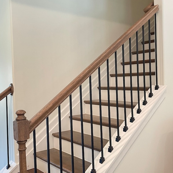 Modern Stair Iron Balusters: Satin Black Rectangle Metal Spindles - Etsy