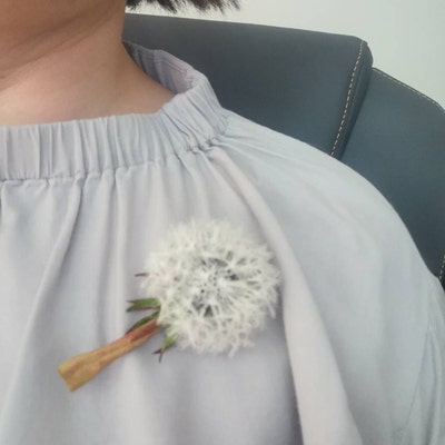 Purple Enamel Dandelion Brooch Vintage Flower Jewelry
