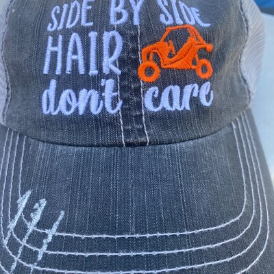 Side by Side Hair Don't Care Hat Distressed Baseball Cap OR Ponytail ...