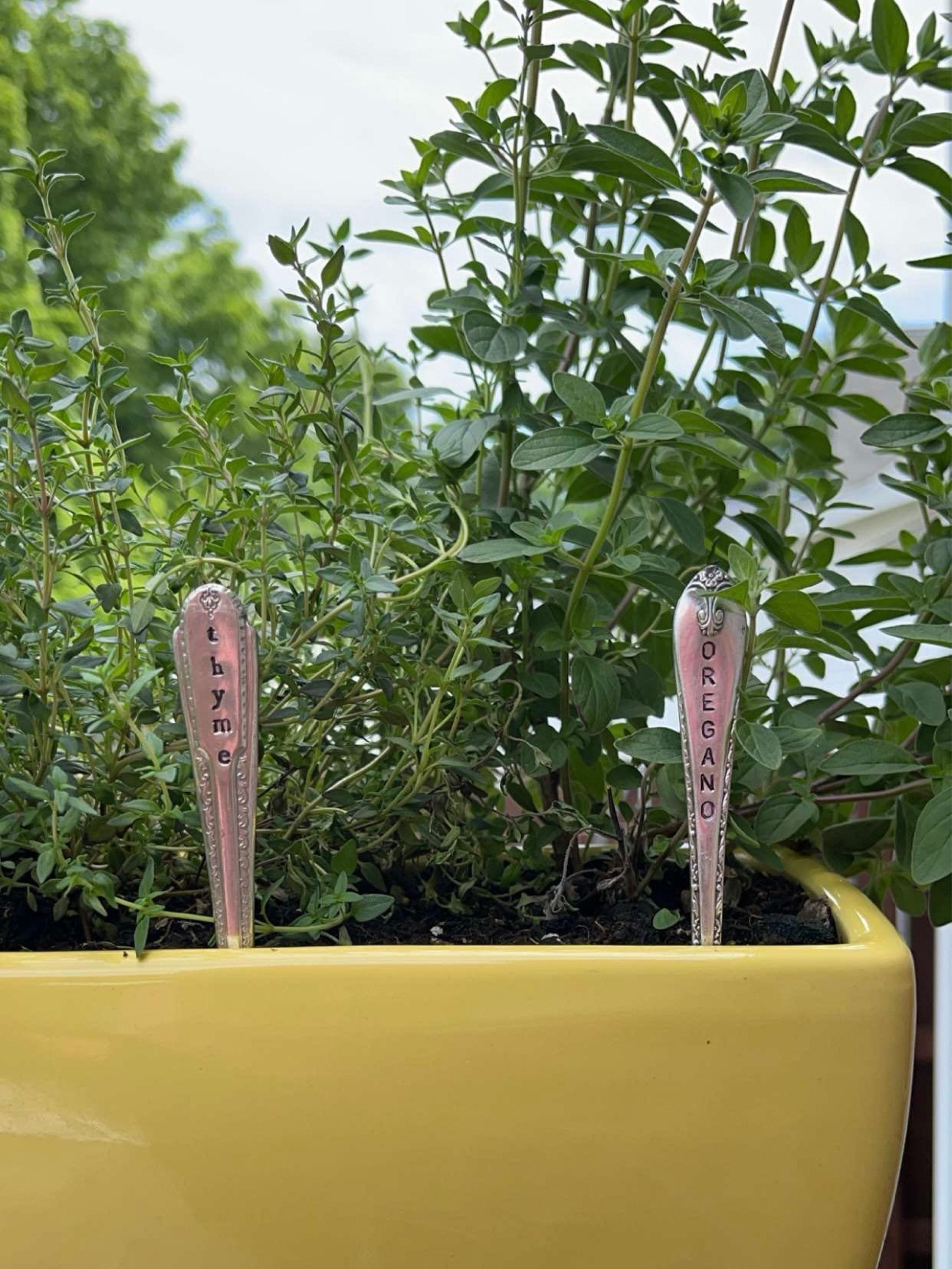 Handmade garden marker Set of 5 Herb marker Vintage upcycled Christmas Garden stakes Spring gift basket Mother’s Day gifts for her Plants
