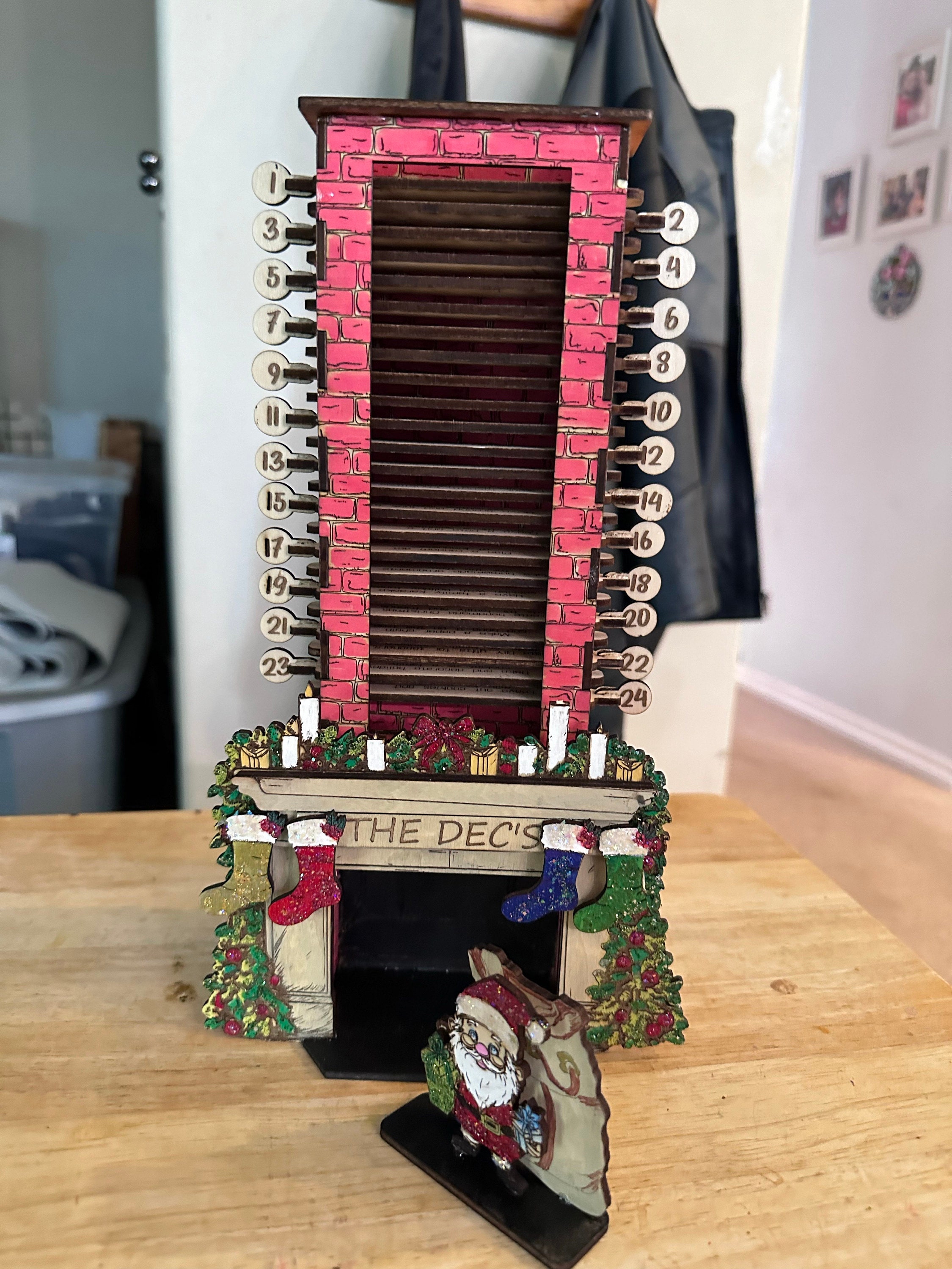 Santa in the Chimney, Christmas Advent Countdown Calendar, Laser Cutting