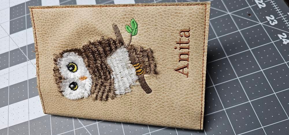 Customer project using Fringed Cute Fluffy Owl embroidery design