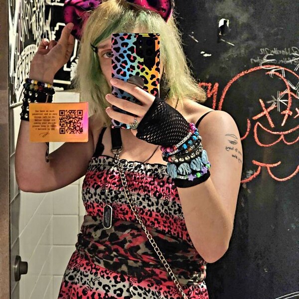 Rainbow Leopard Ear Headband Hot Pink and Black Bear Ears Faux Fur ...