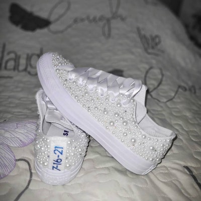 All White Bling Converse - Etsy