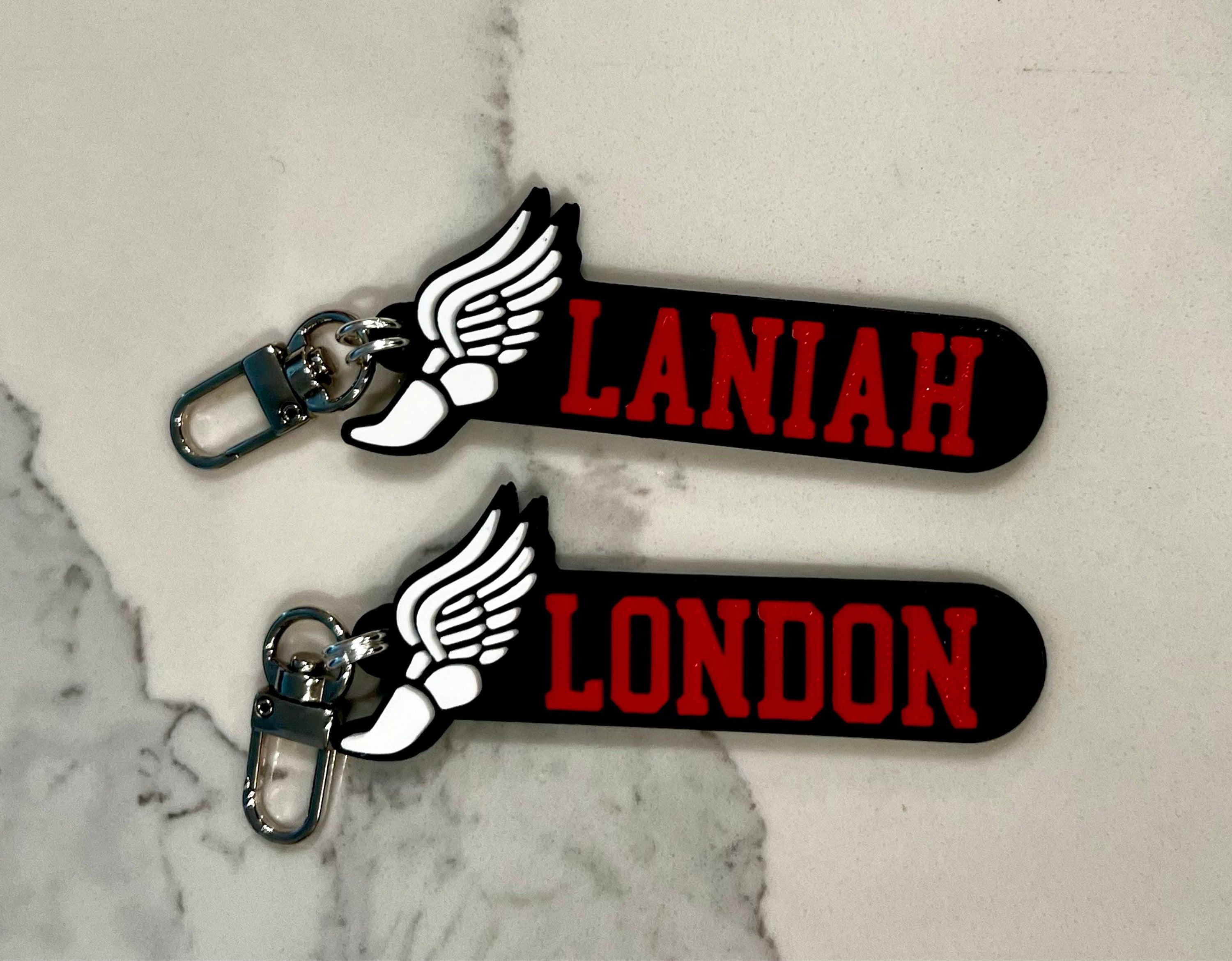 Track & Field Personalized Keychain / Keyring / Bag Tag / Name Tag - 3D Printed Plastic