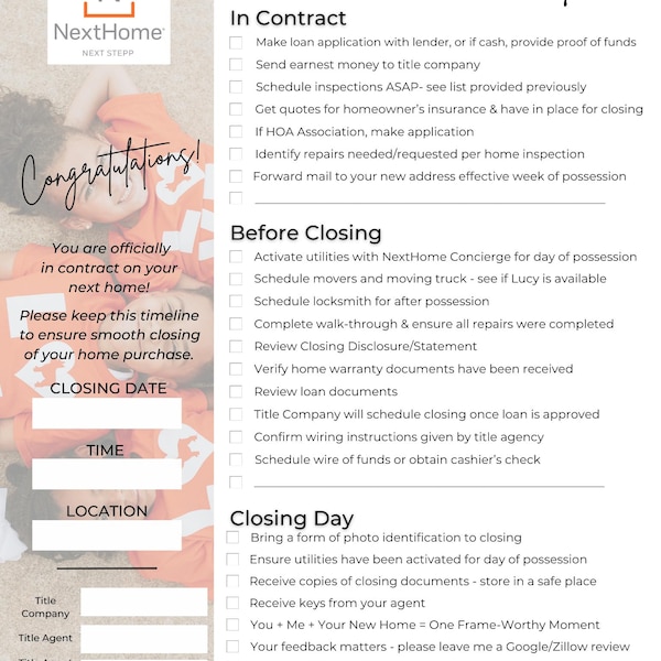 Real Estate Buyer Closing Checklist Template (canva Editable) - Etsy