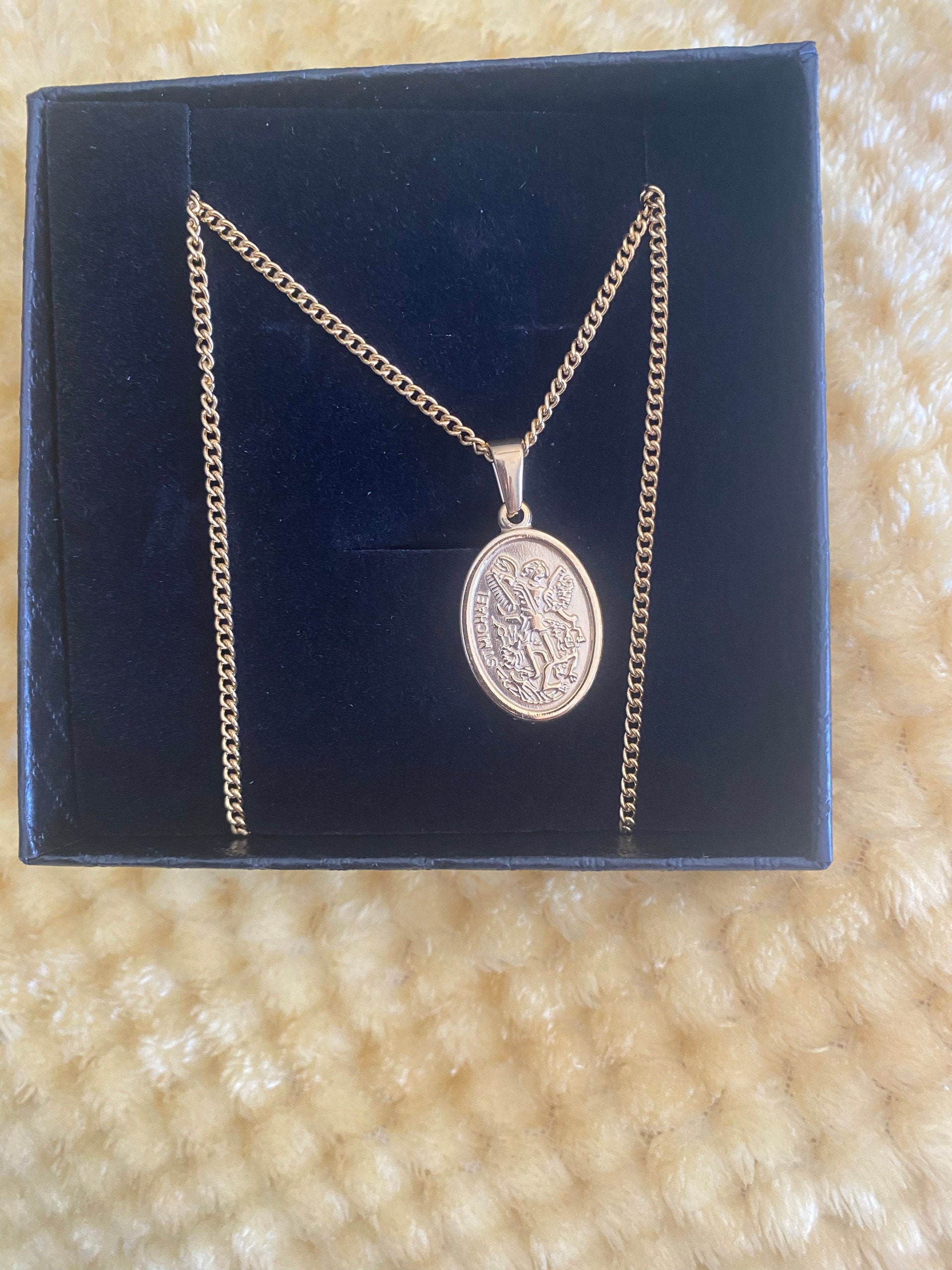 18k Gold St Michael Pendant Saint Michael Medal Man Pendant Man Necklace for Men Pendant for Men Gold Man Necklace Gift Mans Gift For Dad