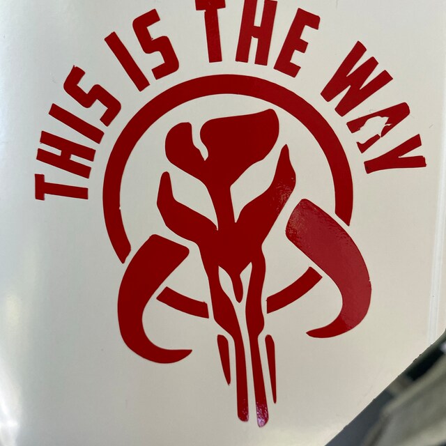 5x Mandalorian Helmet 'This Is The Way' Die-Cut Vinyl Decal - Glossy White Bumper Sticker For Car