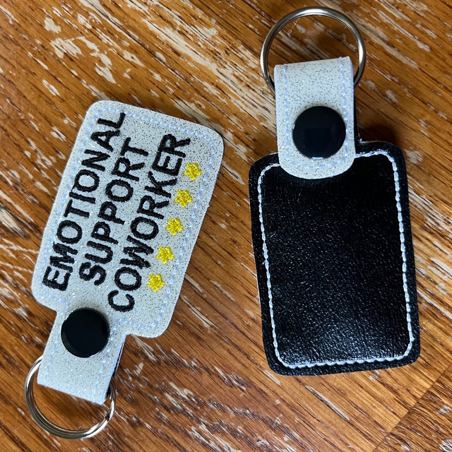Waroomhouse Emotional Support Keychain Hanging Decoration Emotional Support Coworker Hanging Decoration Embroidered Rainbow Heart Design Perfect Gift