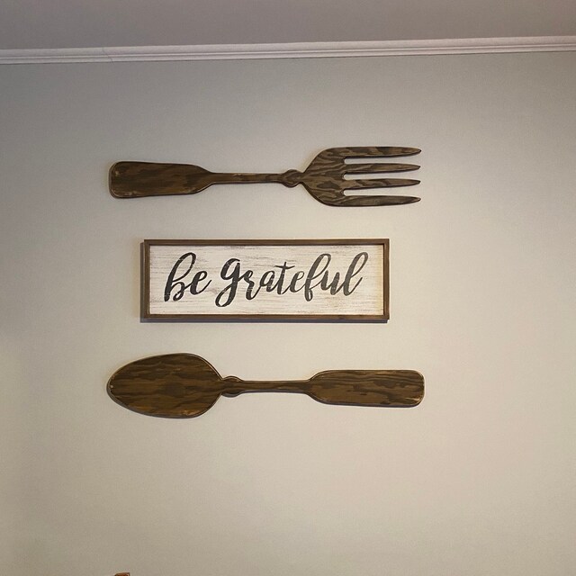 Wood fork and spoon wall decor large handmade kitchen wall Etsy