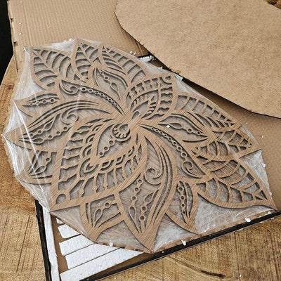 View of Retro 70s 8 Panels Wooden Wall Art, Natural Wood Veneer, Retro 70s ...