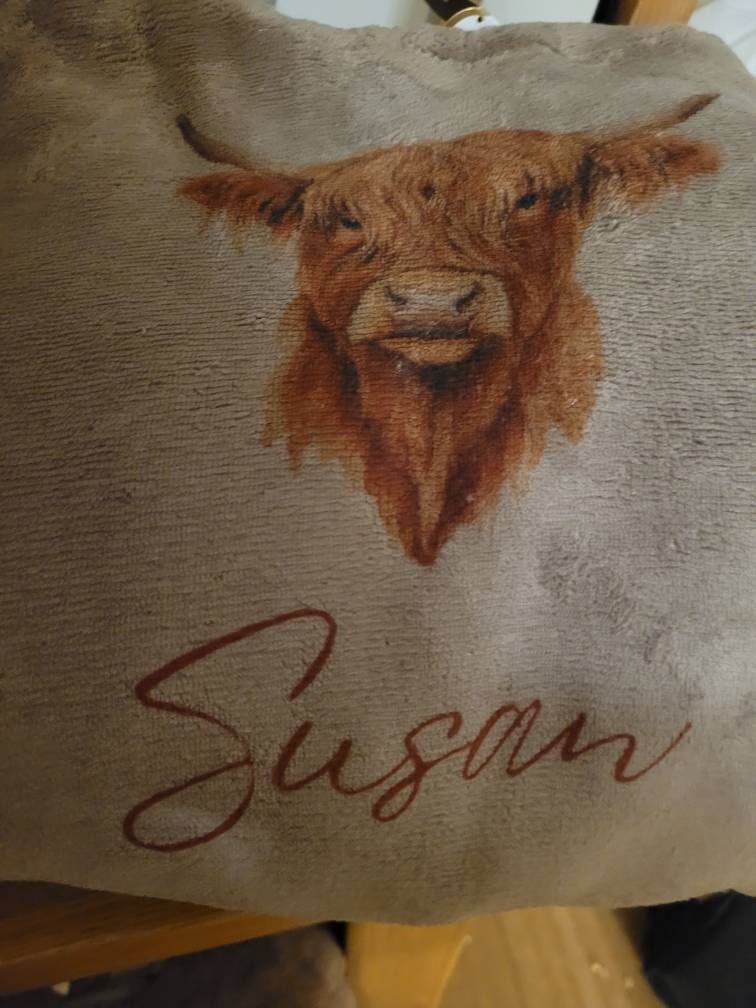 Personalised Highland Cow Hoodie, Christmas Gifts, Blanket Hoodie, Gift For Her, Gift For Him, Highland Cow Gifts,Custom Hoodie,Personalized