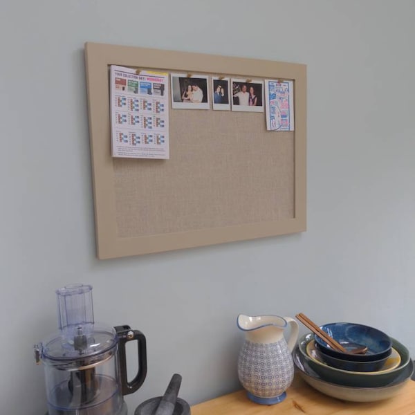 Oak Framed Fabric Pinboard | Finished With Wax | Narrow Framed Pin ...