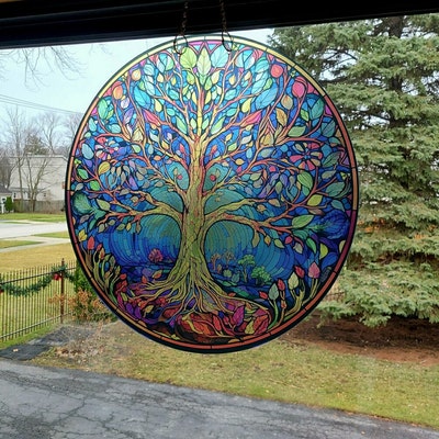 Stained Glass Wall Painting Tree of Life,stain Glass Printing ,stepmom ...