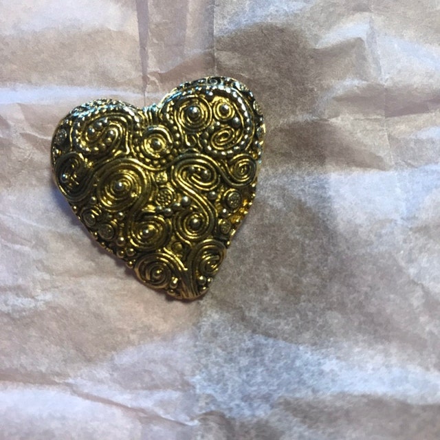 Broche Vintage En Forme De Cœur En Métal Doré Signée Jean-Louis Scherrer - Alliage - Occasion