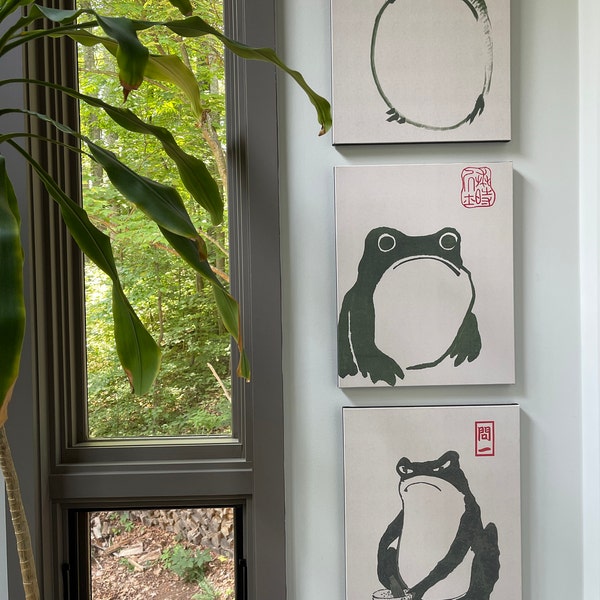 Japanese Matsumoto Hoji Frog Set of 3 Woodblock Digital Art Print