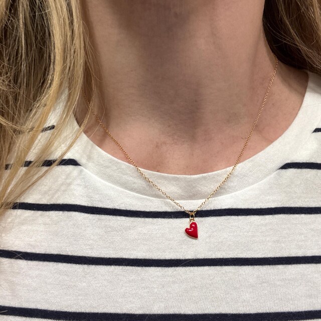 Little Red Heart Necklace by Caitlyn Minimalist • Tiny Heart
