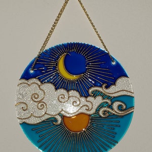 Stained Glass Moon Sun Cloud Suncatcher for Window - Etsy