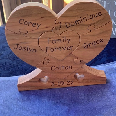 LARGE Family Wood Heart unity Puzzle 8-1/2 - Etsy