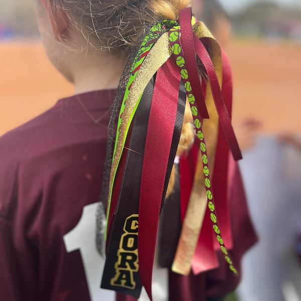 Softball Hair Ribbons - Team Ribbons for Softball/soccer Teams - Girl ...