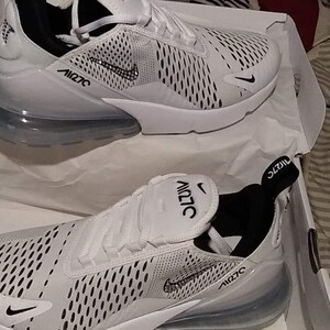 Swarovski Women's Nike Air Max 270 White & Black Sneakers Blinged Out ...