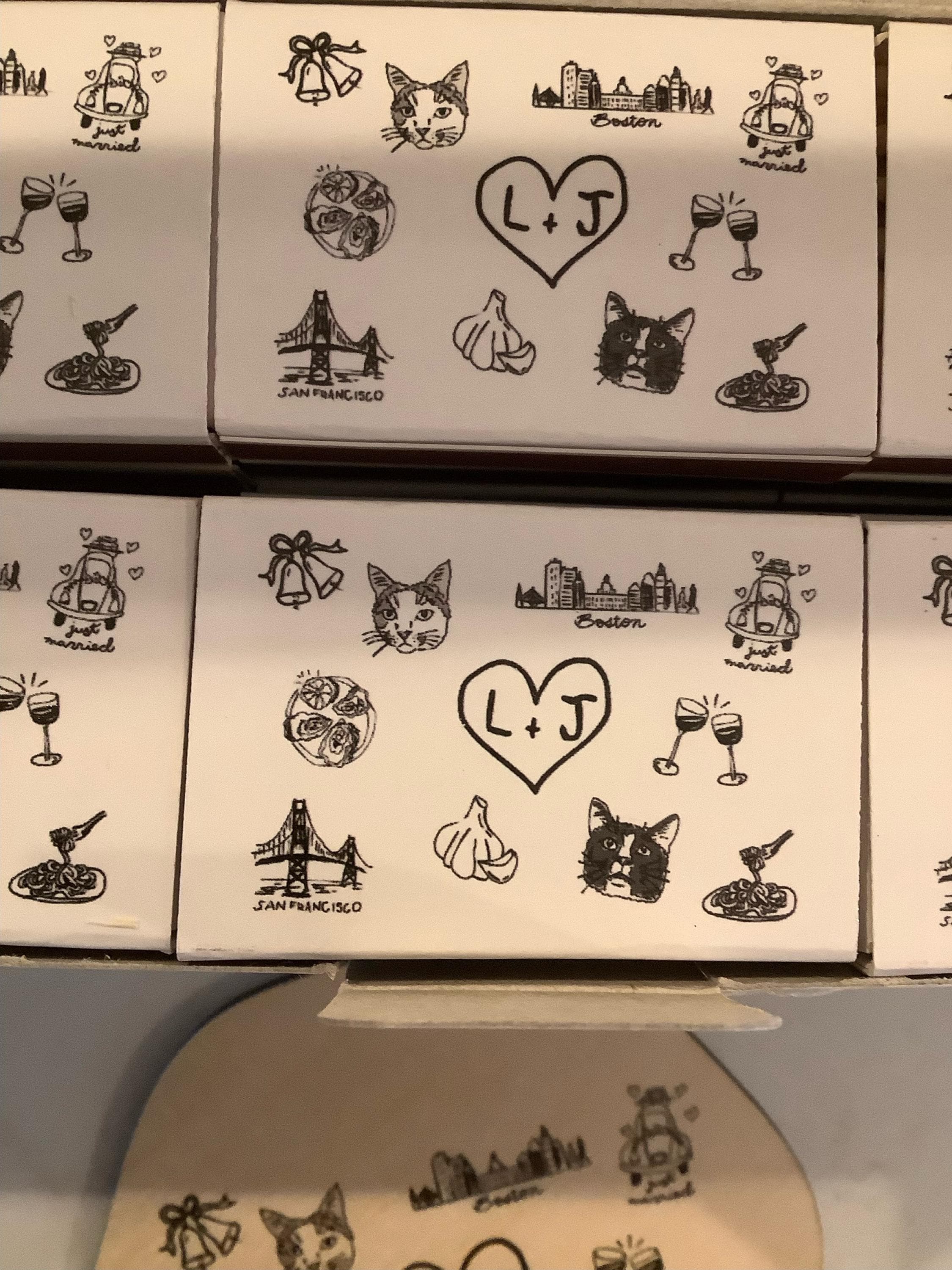 Custom matchboxes / Custom matchbook art  / Sketch / Custom matches / Custom match boxes / Bulk wedding favors / Wedding souvenirs