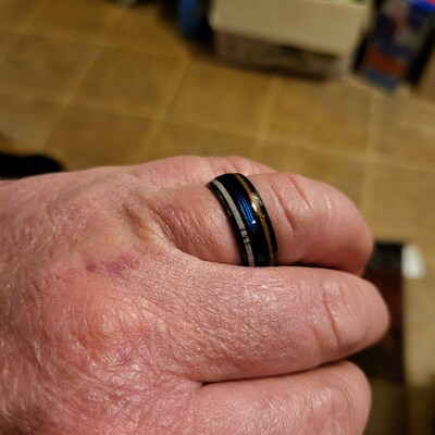 Thin Blue Line Ring Police Tungsten Men's Women's Wedding Size 5-15 6mm ...