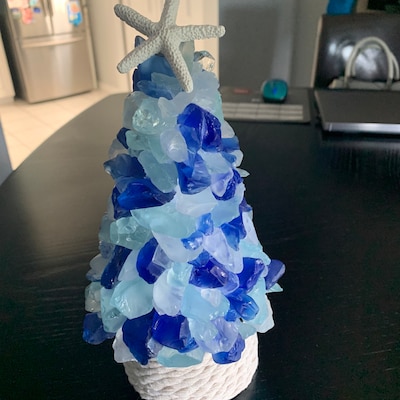 Sea Glass 12.5 Inch Christmas Tree Made With Light and Dark - Etsy