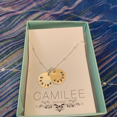 Personalized Mini Mom Necklace Petite Sterling Discs With Names ...