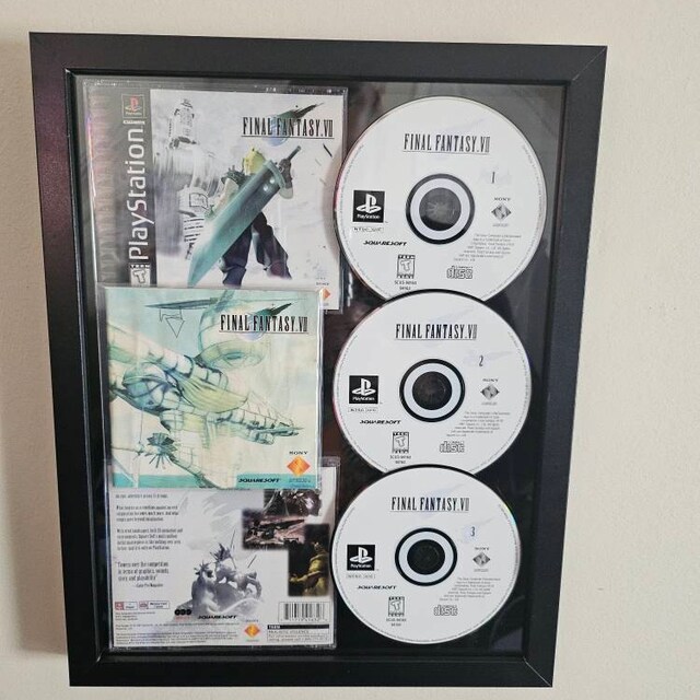 Final Fantasy 7 FF7 PS1 Framed Video Game Shadowbox W/ Case