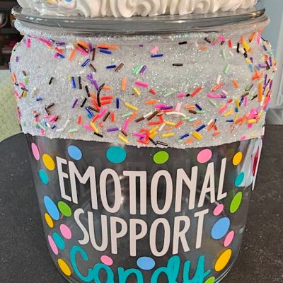 Personalized Funny Glass Candy Jar for Emotional Support, Custom Office ...