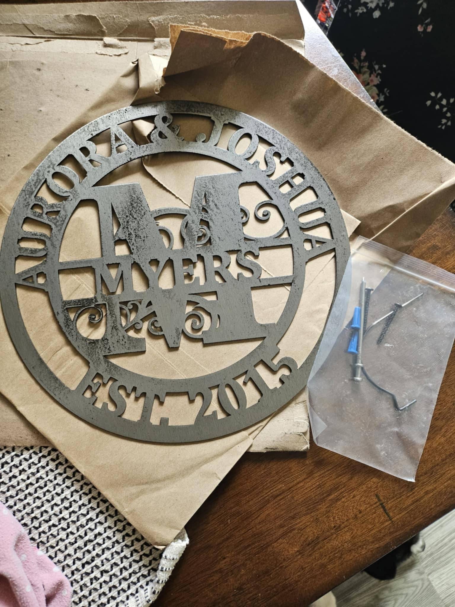 Custom metal monogram, personalized Family Name Metal Sign, Last Name Sign, Initial, Metal Monogram,  Housewarming Gift, Wedding Anniversary