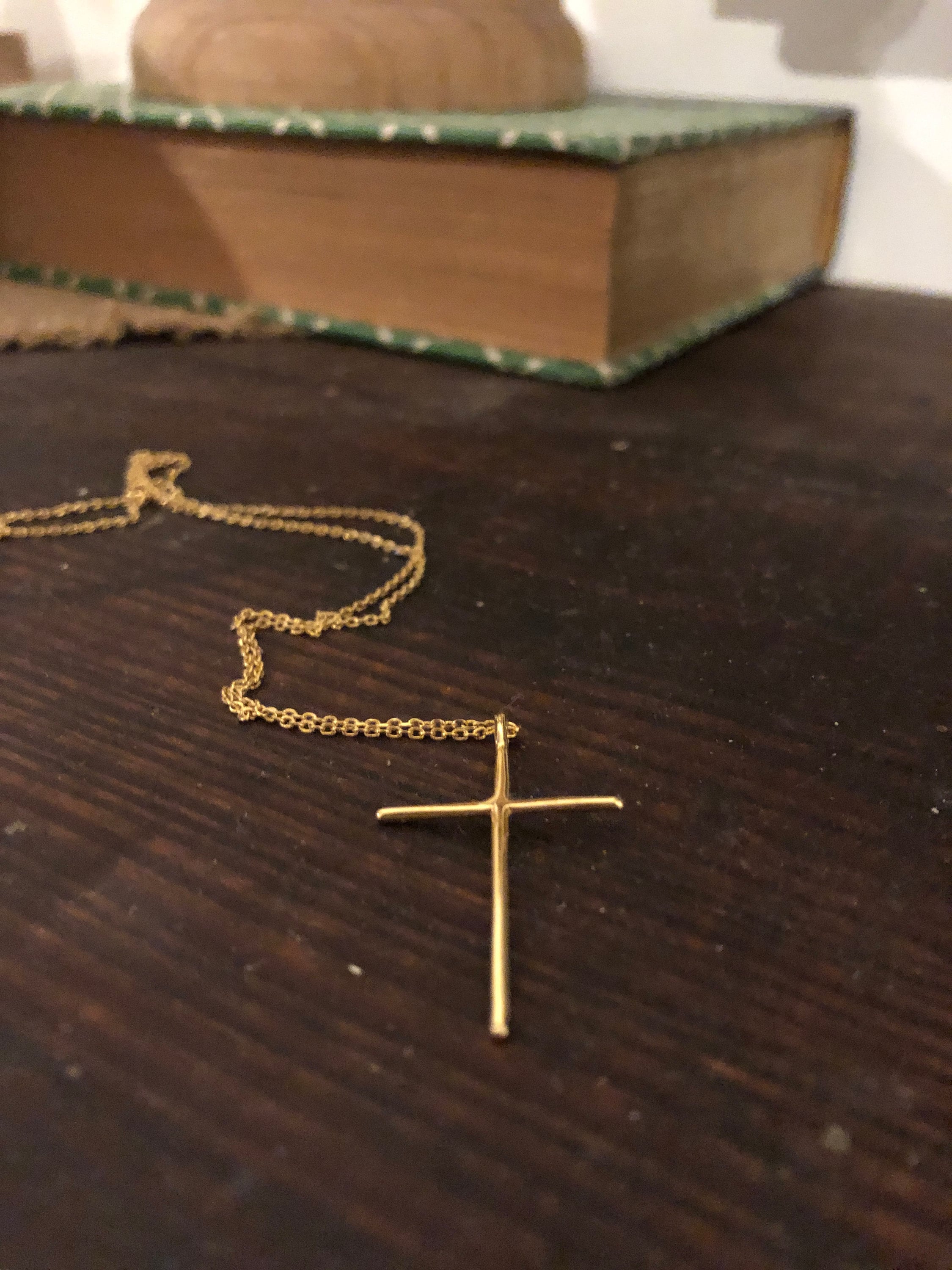 Gold Skinny Cross Pendant Necklace, Gold Cross Necklace, Birthday Gift, Bridesmaid Gift,Graduation Gift,Mother&#39;s Day Gift
