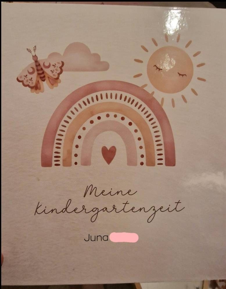 Kindergartenordner Boho Regenbogen, Ordner personalisiert mit Name, Portfolio, Sammelordner, Kindergartenmappe, Kita-Ordner