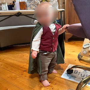 OBEEII Medieval Baby Boy Costume - Ring Bearer Outfit With Hooded Cloak, Vest & Pants - Halloween & Cosplay Set