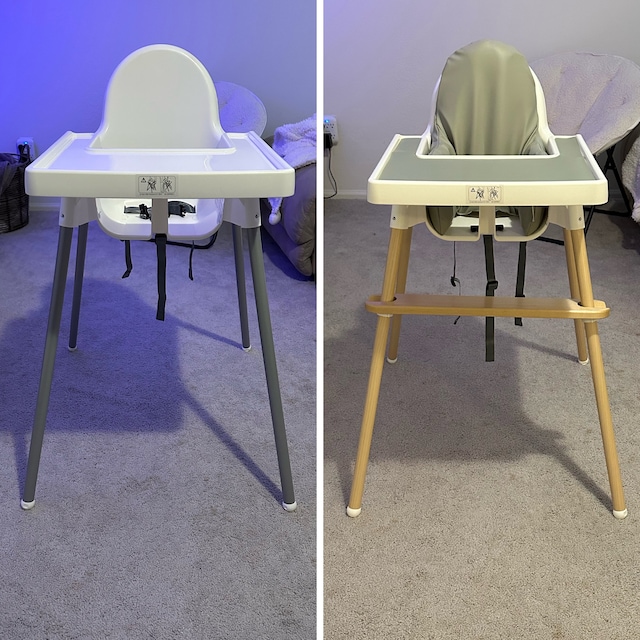 White IKEA High Chair Foot Rest Only - Bib Hook Included - Sits Flat -  Compatible with Antilop Highchair - Adjustable & Dishwasher Safe - BLW  Footrest