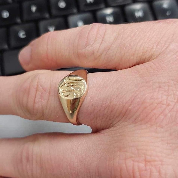 9ct Solid Gold Oval Signet Rings. Bespoke, Monogramme Engraving 9ct ...