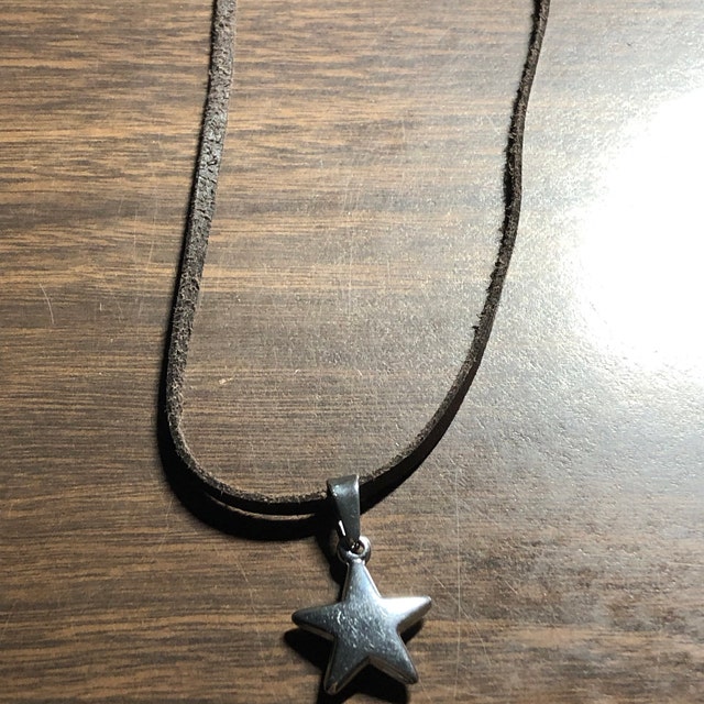 Silver Stainless Steel Star Pendant Necklace, Men's Necklace